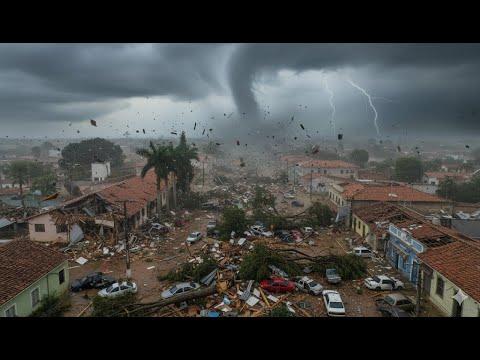 Forte tornado atinge Rio Bonito do Iguaçu, Paraná: Cidade do Sul do Brasil é destruída